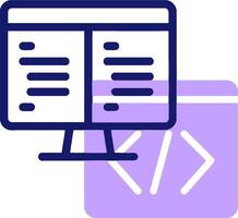 A computer monitor with a code symbol on it vector