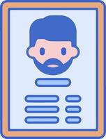 A man with a beard and glasses is shown in an orange and blue frame vector