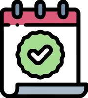 A calendar icon with a tick mark vector