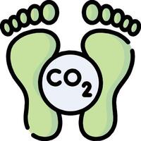 Footprints with the word co2 and a green ball vector