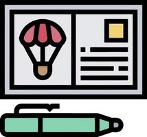 A pen and a paper with a parachute on it vector