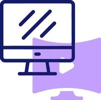A computer monitor with a screen and a purple background vector