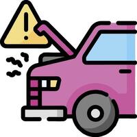 A pink truck with a broken down sign on it vector