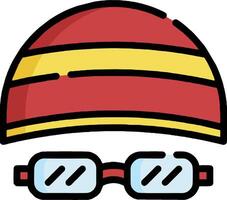 A red and yellow hat with glasses vector