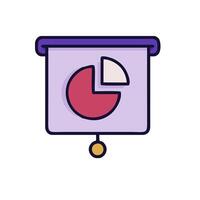 A presentation board with a pie chart on it vector