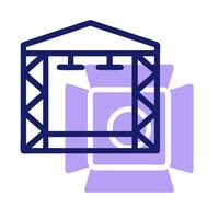 A purple icon of a building with a camera on top vector