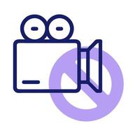 A camera icon with a no recording sign vector