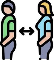 Two people are standing next to each other, one is pointing to the other vector
