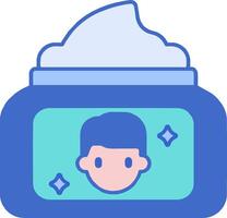 A blue container with a man's face on it vector
