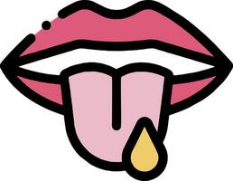 A cartoon tongue with a drop of liquid on it vector