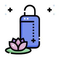 A blue bottle with a flower next to it vector