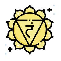 The chakra symbol is shown in a yellow and black color vector