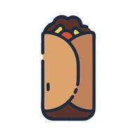 A taco is shown in a line drawing vector