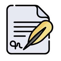 A pen and paper with a letter on top vector