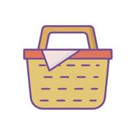 A basket with a towel inside it on a white background vector