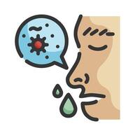 A man with a cold is blowing his nose vector