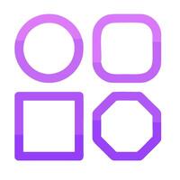 A purple and white square with four different shapes vector