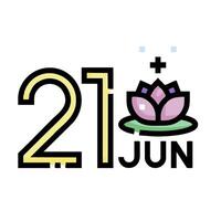 The 21st june logo is shown with a flower in the middle vector
