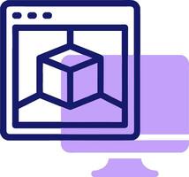 A computer screen with a cube on it vector