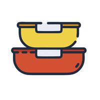 A stack of two containers with a lid on top vector