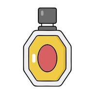 A perfume bottle with a red and yellow cap vector
