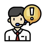 Call center operator with headset and exclamation mark vector