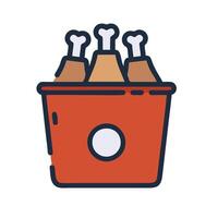 A bucket full of chicken in a red bucket vector