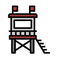 A red and black tower with stairs vector