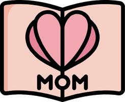 A pink book with a heart on it and the word mom vector