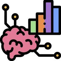 A brain with a bar graph and a graph vector