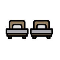 Two beds are shown in a flat style vector