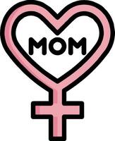 A pink heart with the word mom in it vector