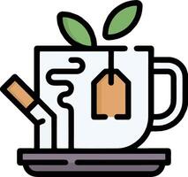 Tea cup with leaves and a cigarette vector