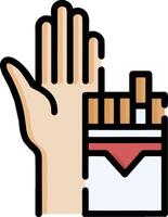 A hand holding a cigarette and a cigarette pack vector