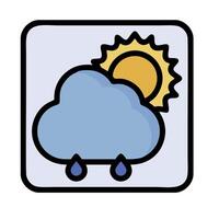 A weather icon with a sun and cloud vector
