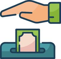 A hand is touching a ballot box with a green sticker vector