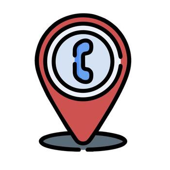 A phone icon on a map pointer vector
