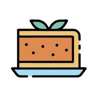 A slice of cake with a green leaf on top vector