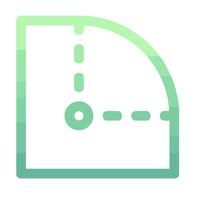 A green and white icon of a clock vector