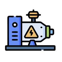 A machine with a warning sign on it vector