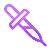 A purple and white icon of a syringe vector