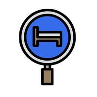 A magnifying glass with a bed in it vector