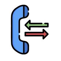 An icon of a phone with two arrows pointing in different directions vector