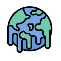 A melting earth icon with a green and blue color vector