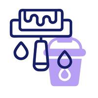 A purple icon of a bucket and a machine vector