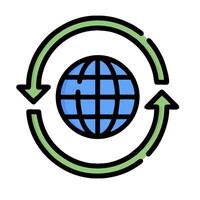 The globe is surrounded by arrows and arrows vector