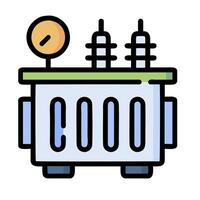 A cartoon of a power generator with a clock vector