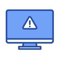 A computer monitor with a warning sign on it vector
