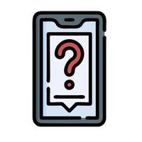 Mobile phone with question mark icon vector