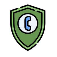 A green shield with a phone icon on it vector